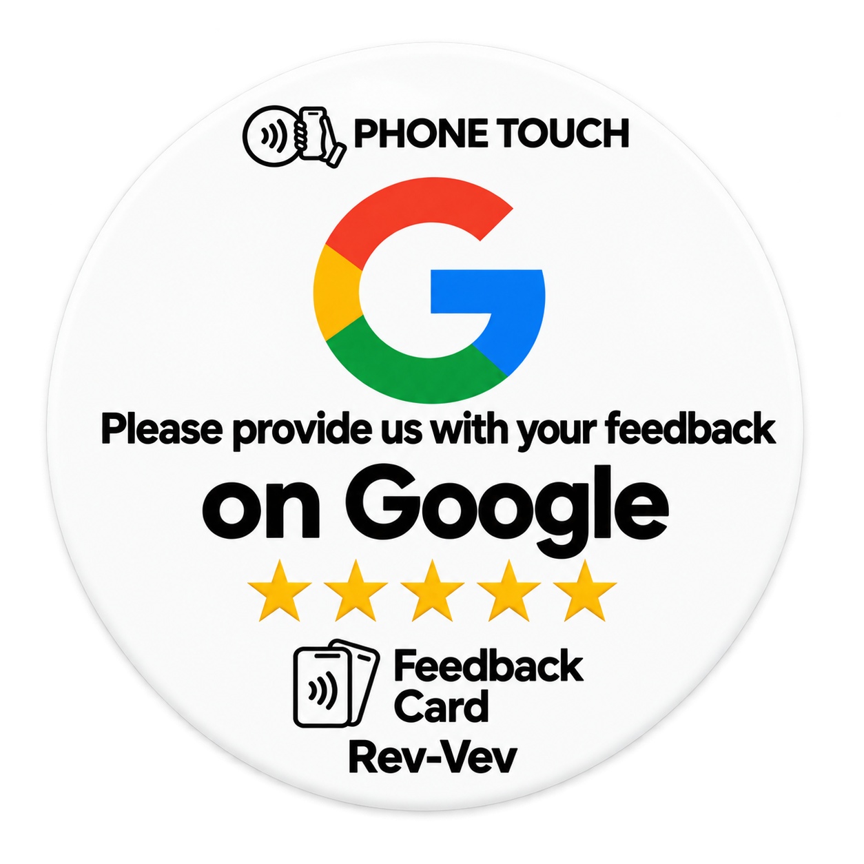 White colour round shape google review card